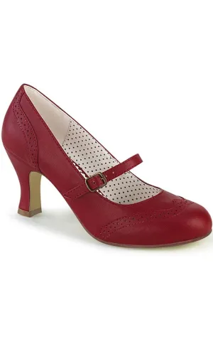 FLAPPER-32 Red Faux Leather Heels