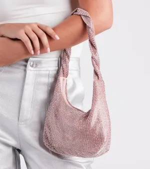 Flashy Vibes Rhinestone Mesh Shoulder Bag