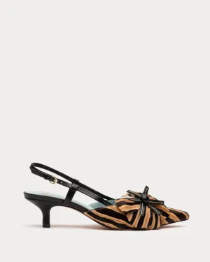 Flower Kitten Heel Zebra Haircalf