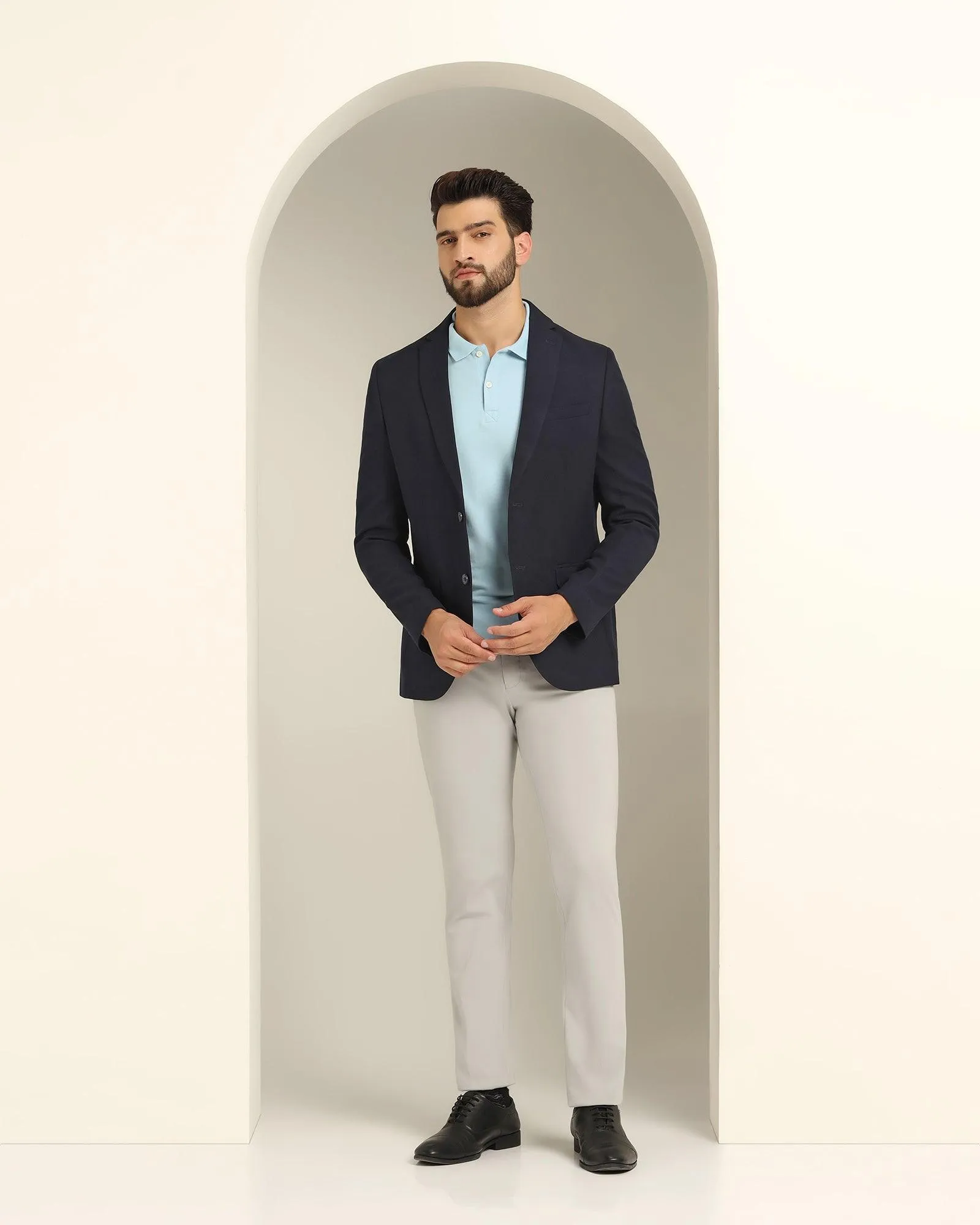 Formal Navy Textured Blazer - Sarwin