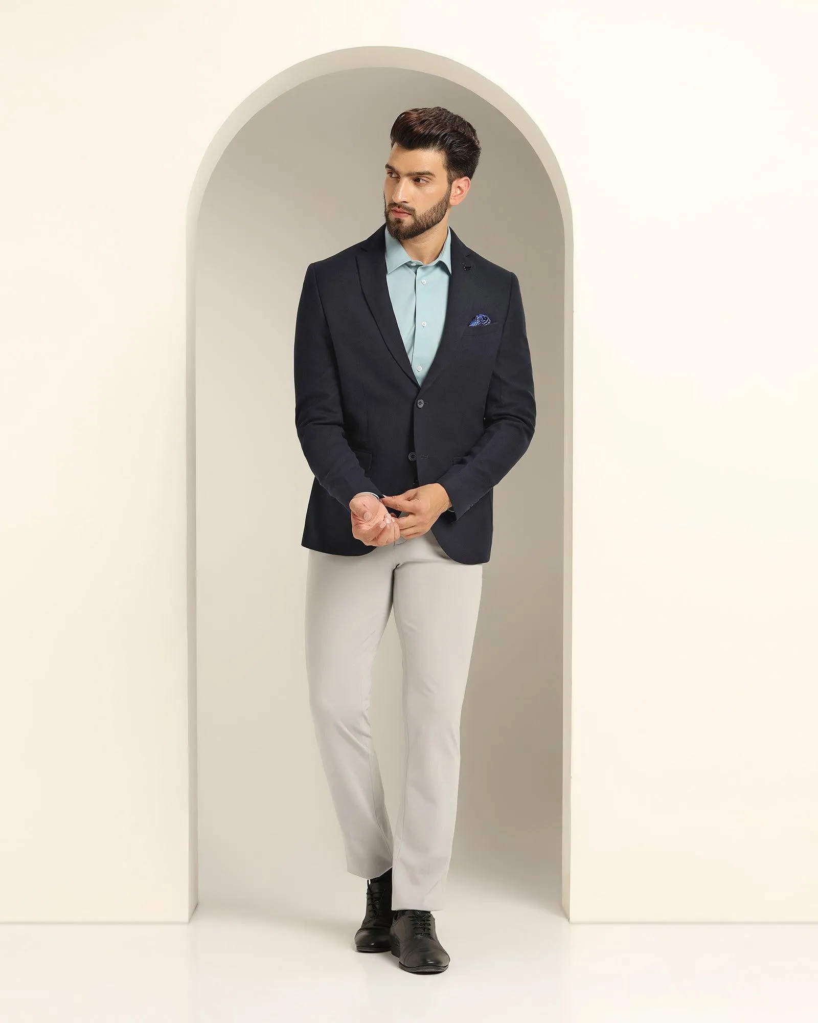 Formal Navy Textured Blazer - Sarwin