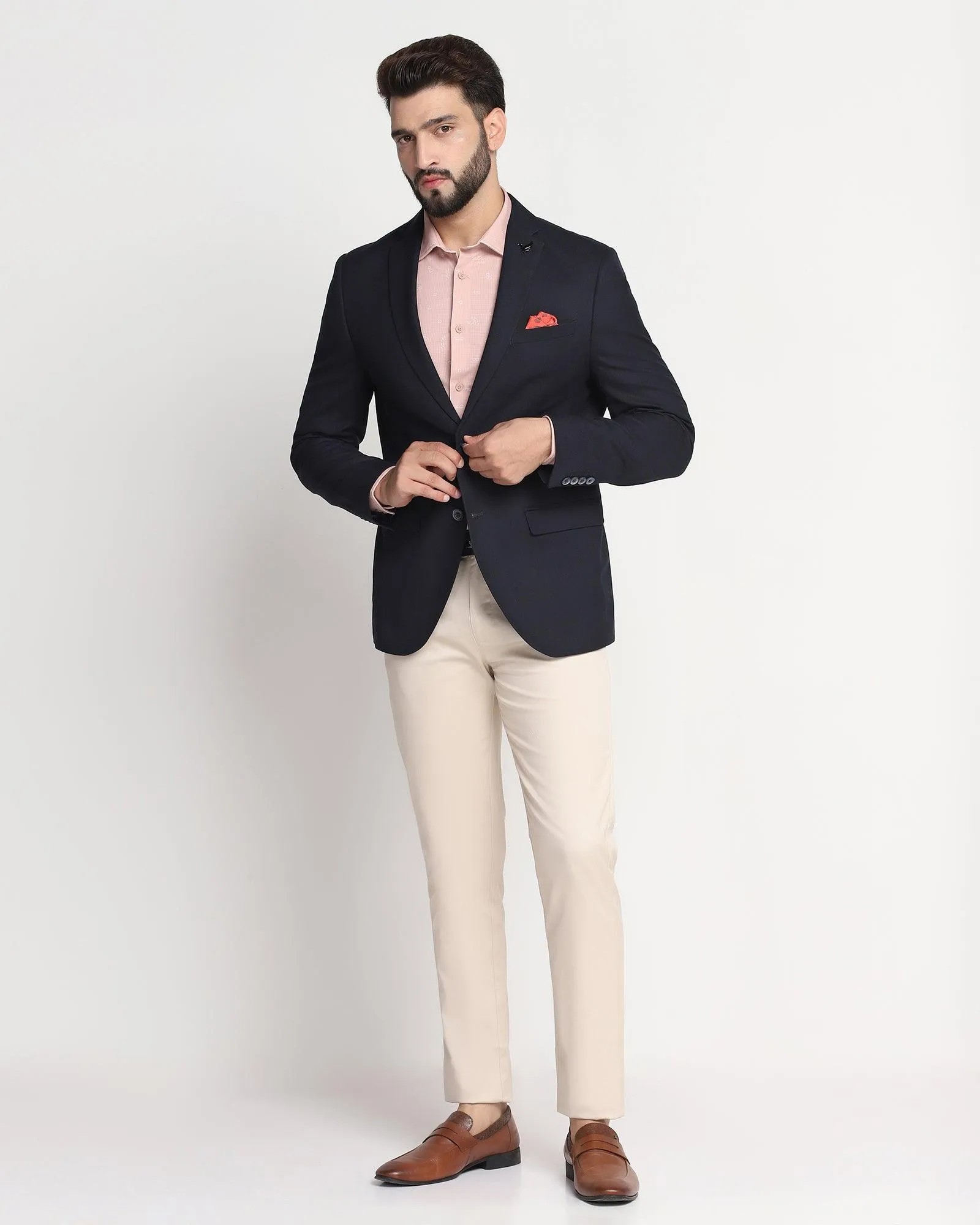 Formal Navy Textured Blazer - Sarwin