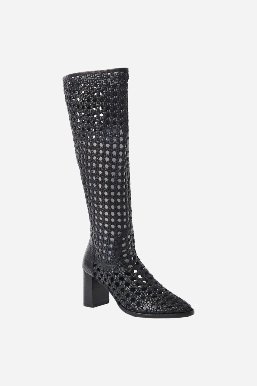 Free People Woodstock Woven Boots in Black