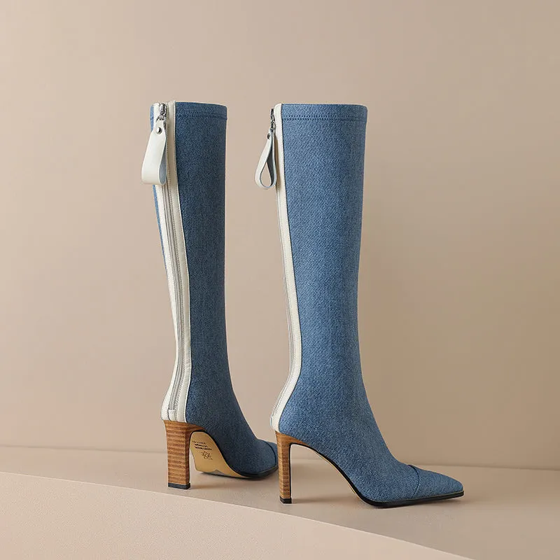 FY Zoe Denim Knee High Boots