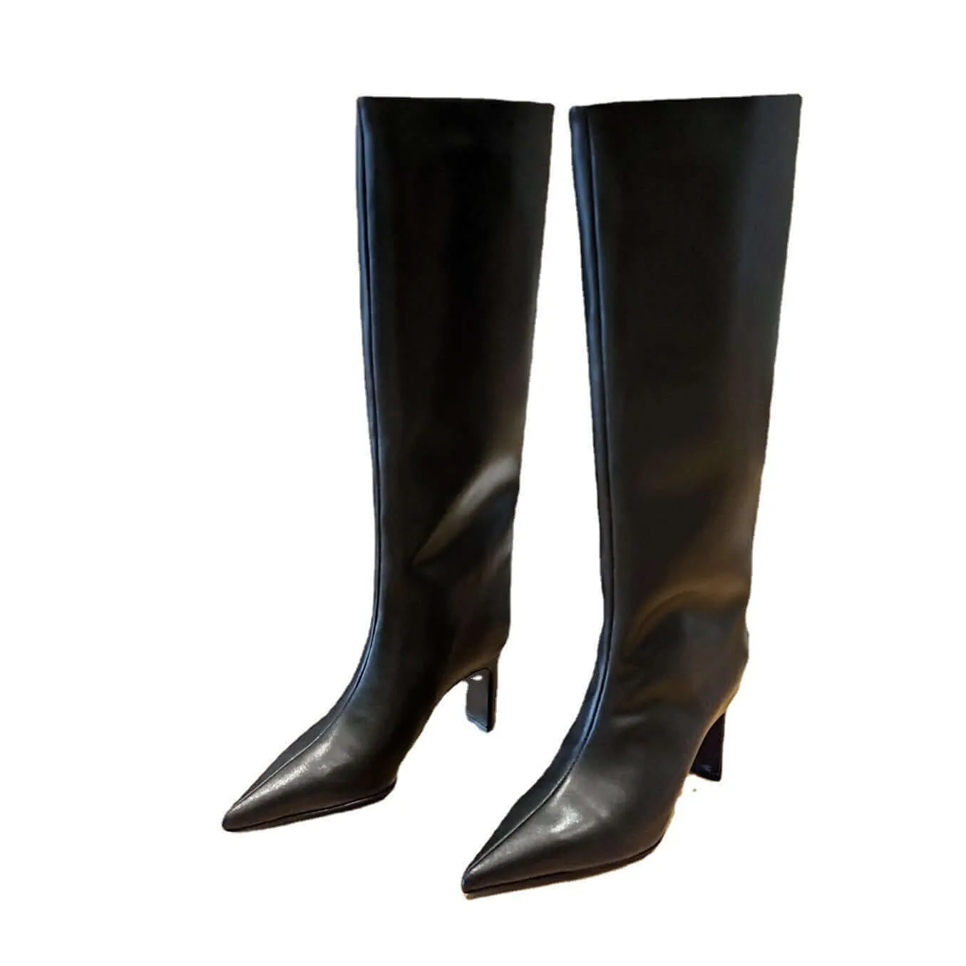 Glam Stride: Metallic Leather Knee-High Boots