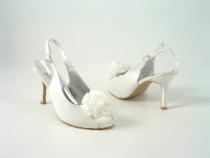 Glitz Shoes Occasions Ivory Satin Peep Toe Slingback