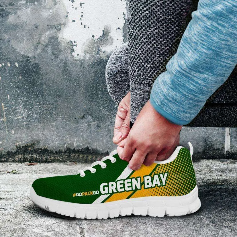 #GoPackGo Green Bay Fan Mesh Fabric Running Shoes