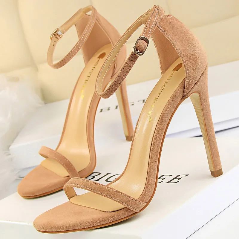 Graduation Gift Shoes New Suede Women Sandals Stiletto Heels 11cm 8 Cm Women High Heels Fashion Summer Sandals Women Pumps Kitten Heels