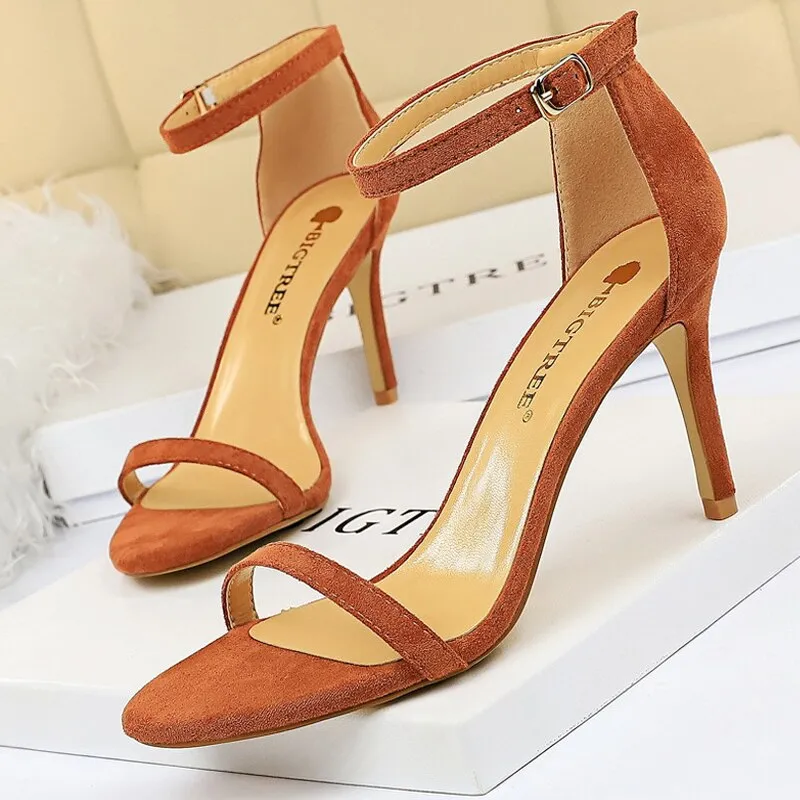 Graduation Gift Shoes New Suede Women Sandals Stiletto Heels 11cm 8 Cm Women High Heels Fashion Summer Sandals Women Pumps Kitten Heels