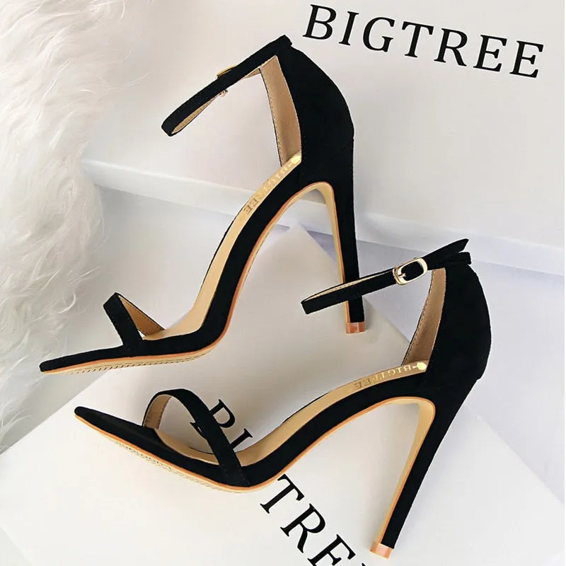 Graduation Gift Shoes New Suede Women Sandals Stiletto Heels 11cm 8 Cm Women High Heels Fashion Summer Sandals Women Pumps Kitten Heels