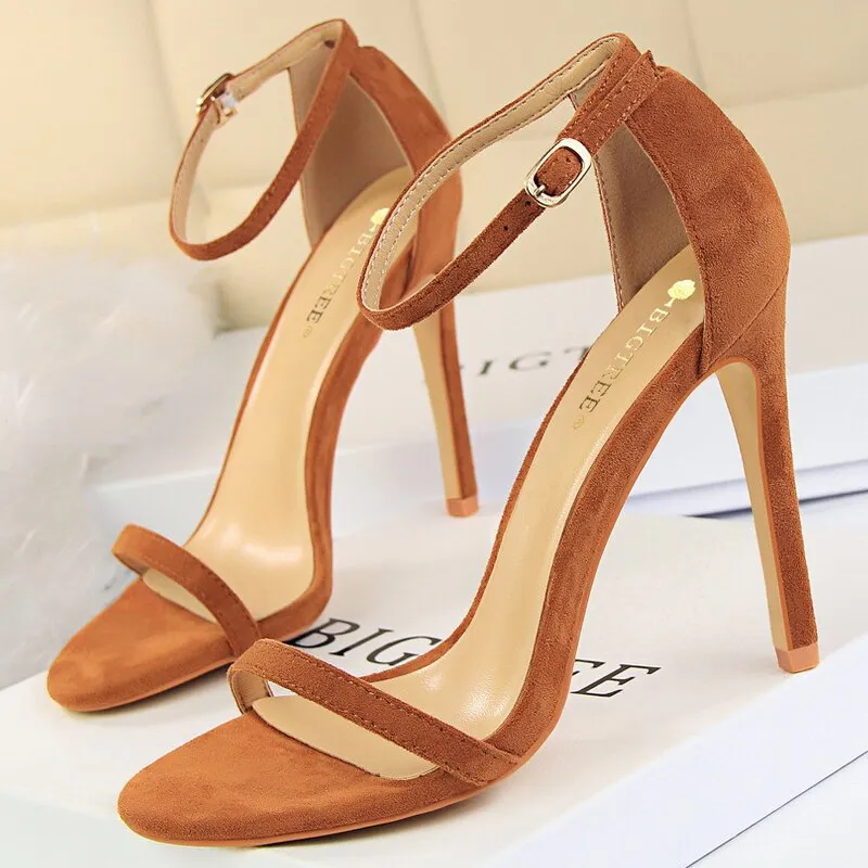 Graduation Gift Shoes New Suede Women Sandals Stiletto Heels 11cm 8 Cm Women High Heels Fashion Summer Sandals Women Pumps Kitten Heels