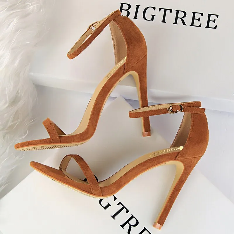 Graduation Gift Shoes New Suede Women Sandals Stiletto Heels 11cm 8 Cm Women High Heels Fashion Summer Sandals Women Pumps Kitten Heels