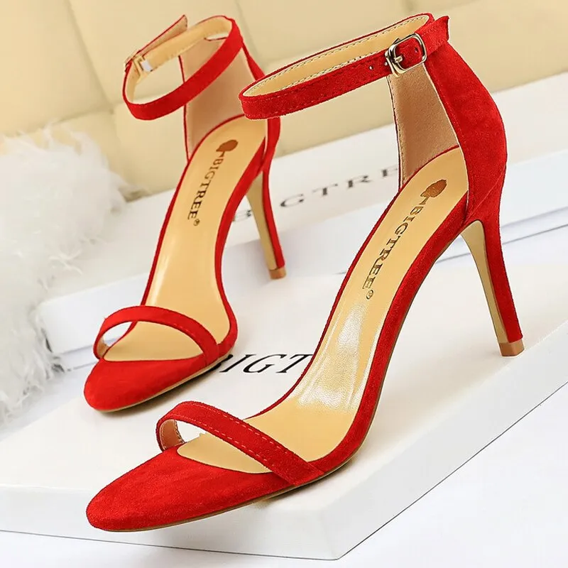 Graduation Gift Shoes New Suede Women Sandals Stiletto Heels 11cm 8 Cm Women High Heels Fashion Summer Sandals Women Pumps Kitten Heels