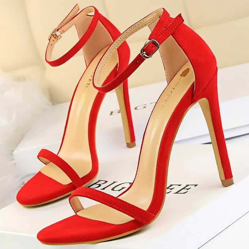 Graduation Gift Shoes New Suede Women Sandals Stiletto Heels 11cm 8 Cm Women High Heels Fashion Summer Sandals Women Pumps Kitten Heels