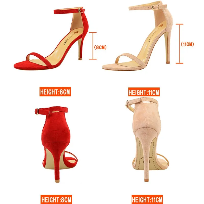 Graduation Gift Shoes New Suede Women Sandals Stiletto Heels 11cm 8 Cm Women High Heels Fashion Summer Sandals Women Pumps Kitten Heels