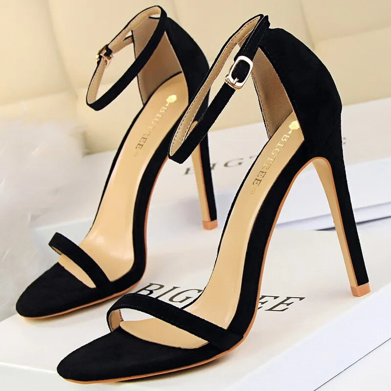 Graduation Gift Shoes New Suede Women Sandals Stiletto Heels 11cm 8 Cm Women High Heels Fashion Summer Sandals Women Pumps Kitten Heels