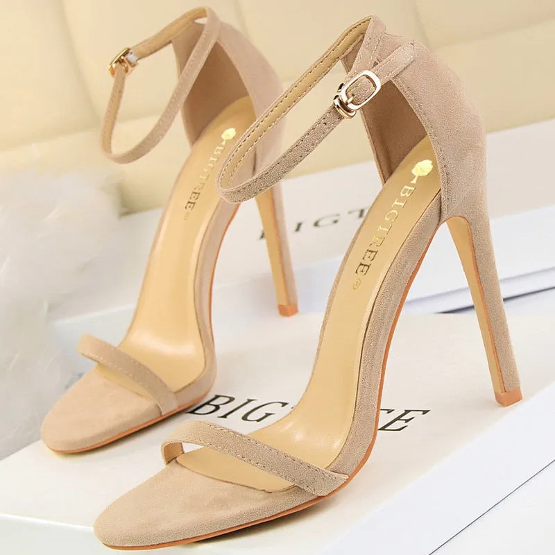 Graduation Gift Shoes New Suede Women Sandals Stiletto Heels 11cm 8 Cm Women High Heels Fashion Summer Sandals Women Pumps Kitten Heels