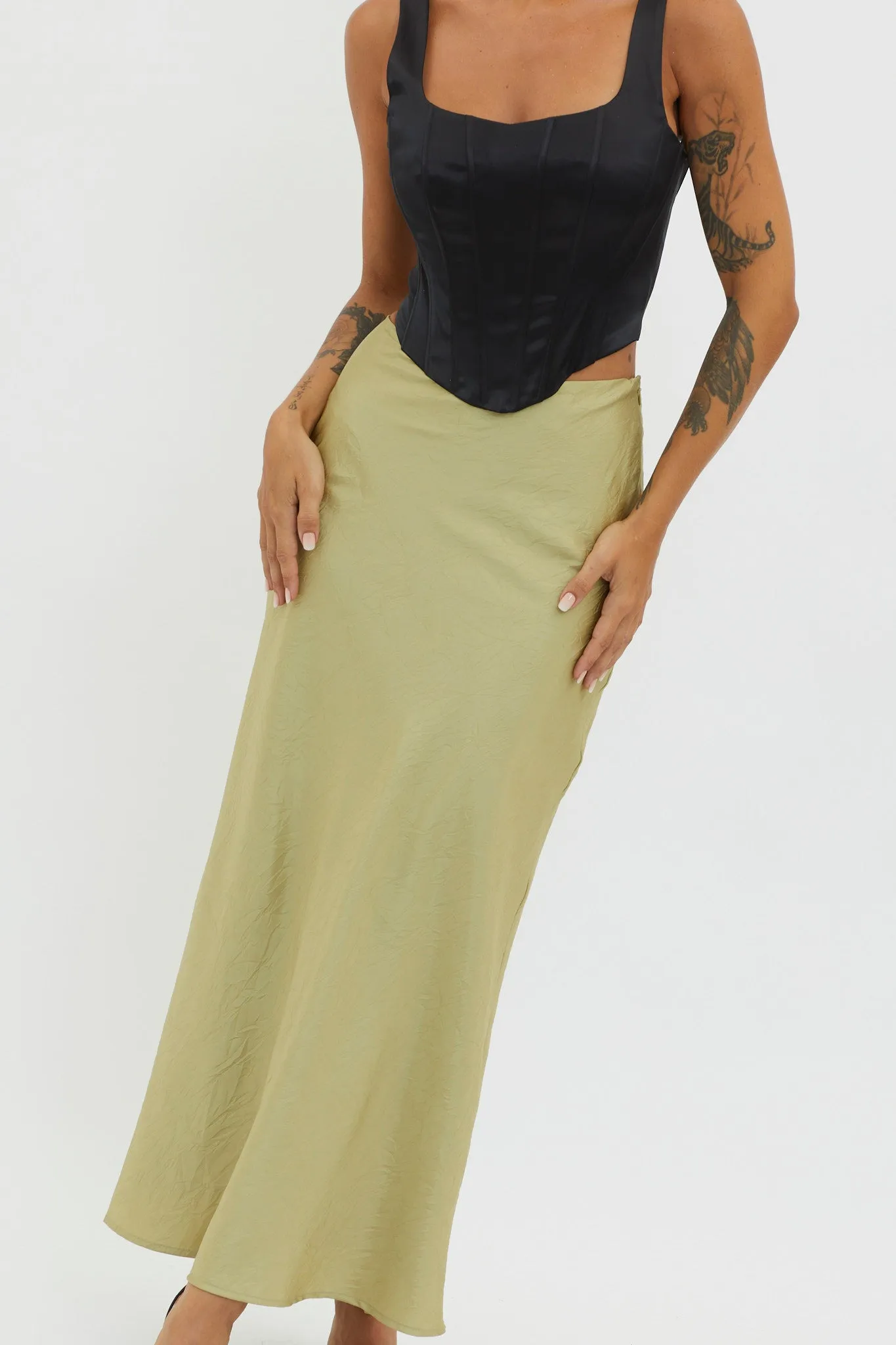 Guiding Light Midi Skirt Light Green