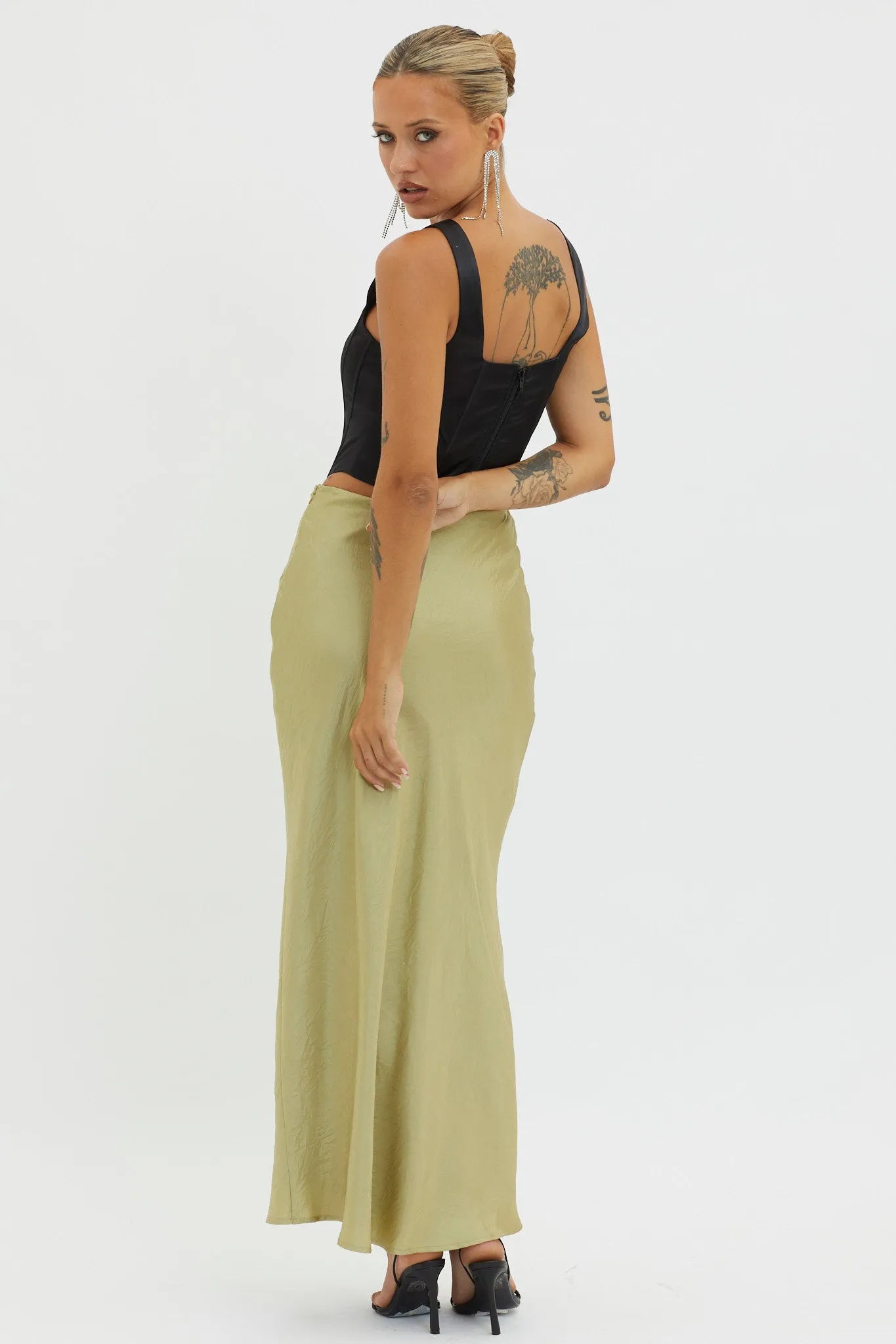 Guiding Light Midi Skirt Light Green