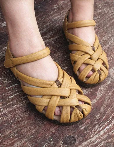 Handmade Retro Leather Woven Fisherman Sandals 35-41