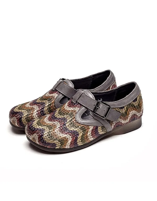 Handmade Woven Retro Leather Flats