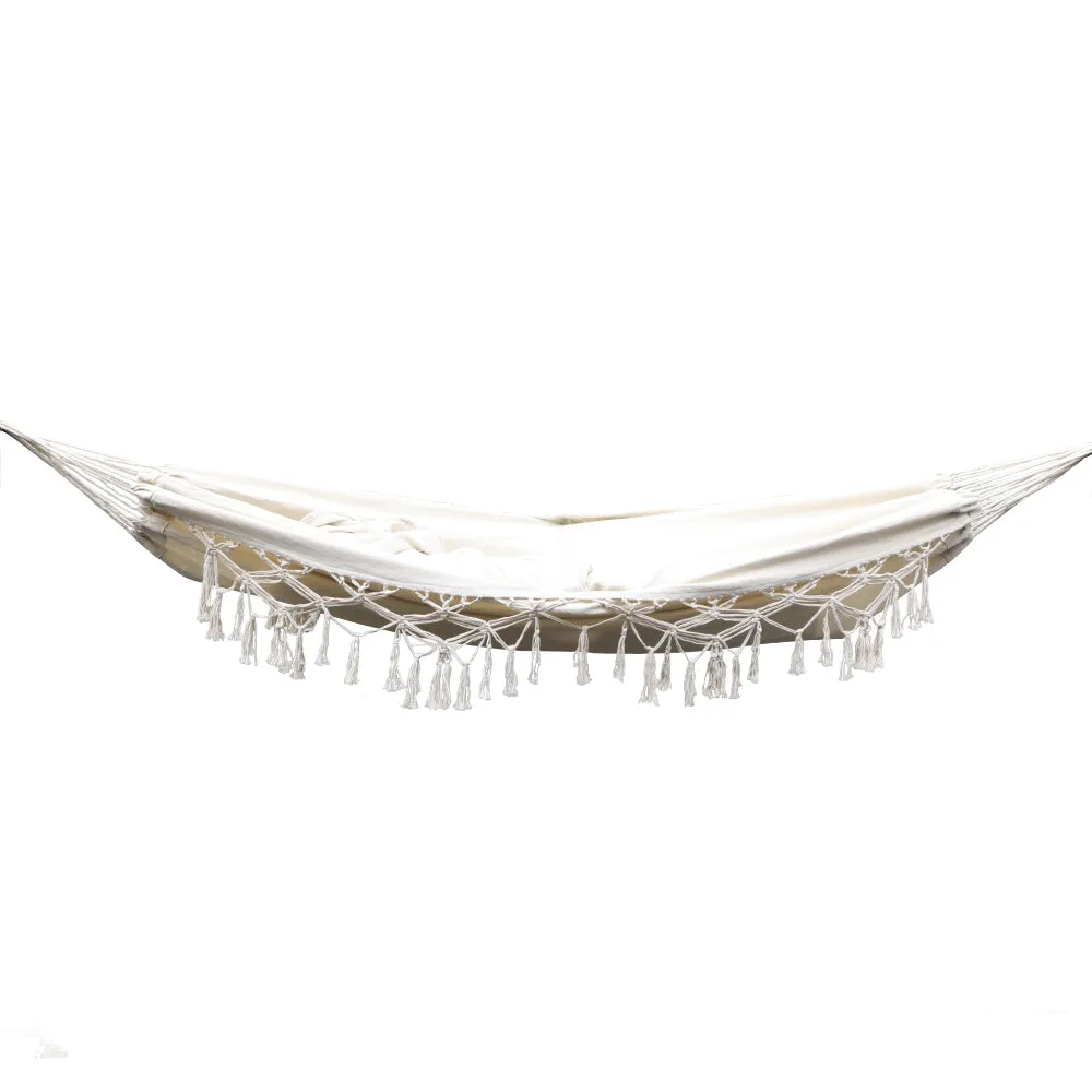 Hanging Tassel Hammock Swing Bed Cream