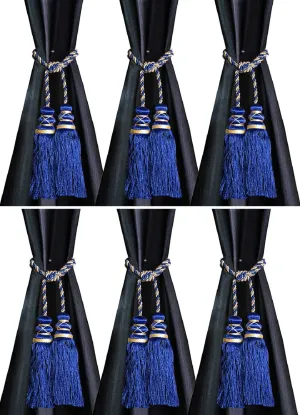 Heart Home Polyester 6 Pieces Curtain Tie Back Tassel Set (Royal Blue) CTHH5266, Standard (CTHH05266)