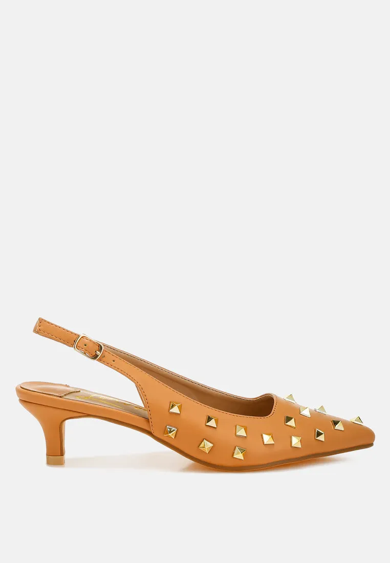 Hegron Stud Embellished Kitten Heels