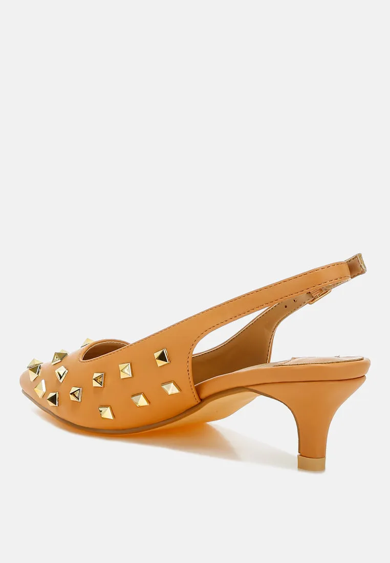 Hegron Stud Embellished Kitten Heels