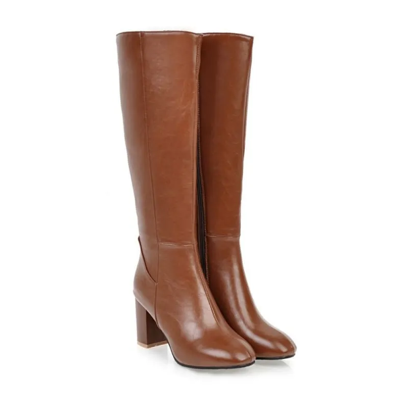 High-heeled Knee High Boots in Women’s British Style