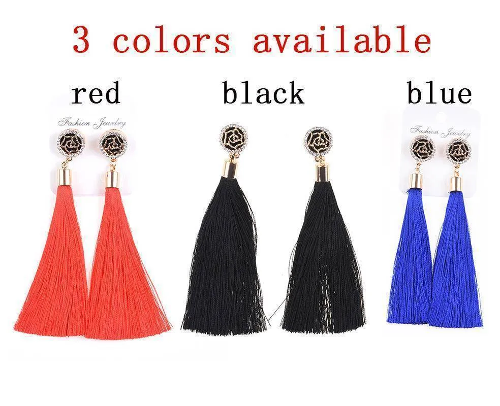 High Quality Camellia Tassel Vintage Earrings