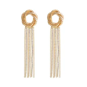 Hollow Knot Long Tassel Earrings