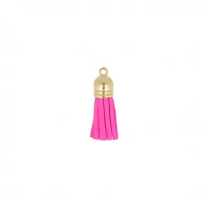 Hot Pink Suede Tassel w/ Cap, 37mm - For Zipper Pulls or Crafts