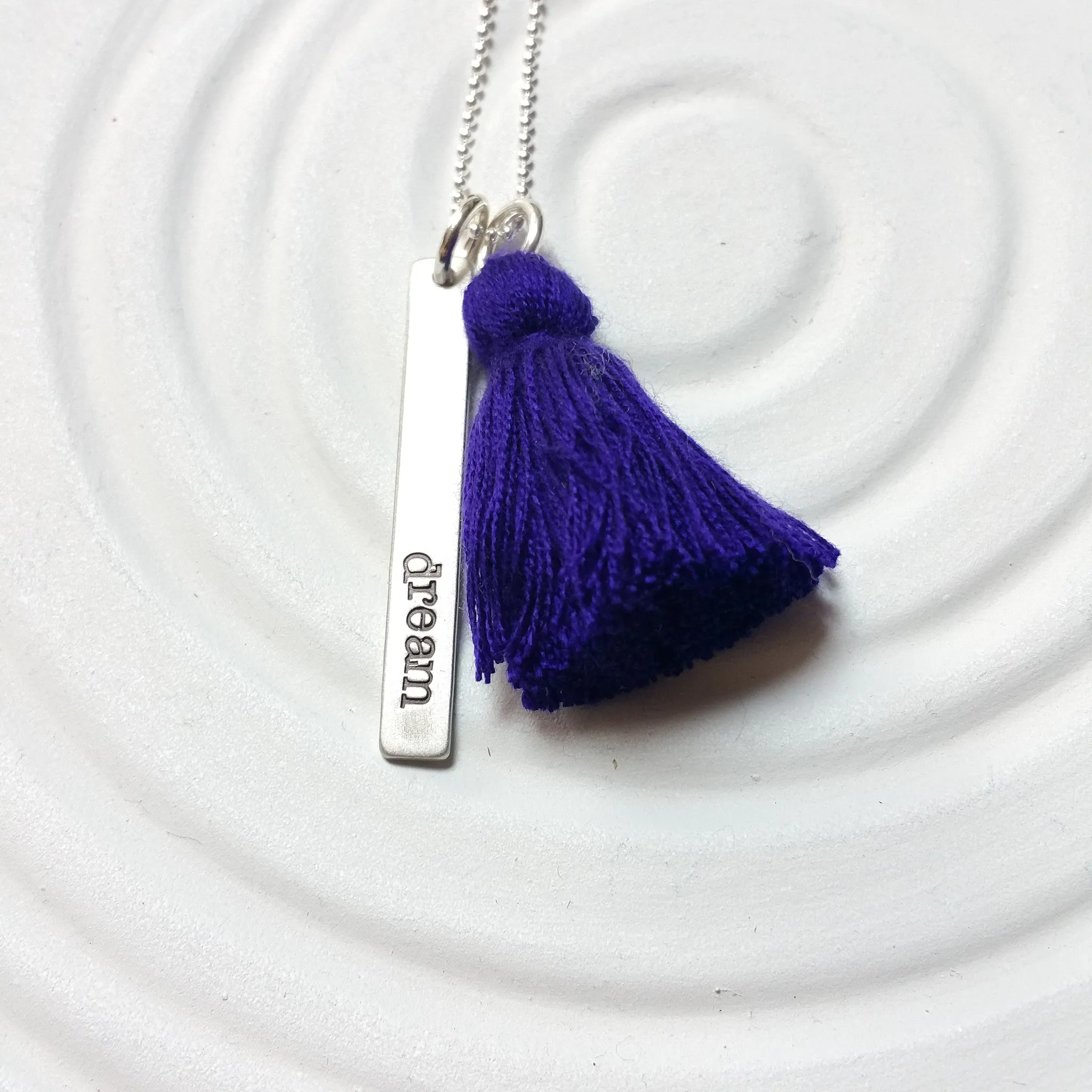 Inspirational Message Necklace | Silk Tassel Necklace