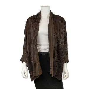 Issey Miyake Brown Pleated Open Front Jacket