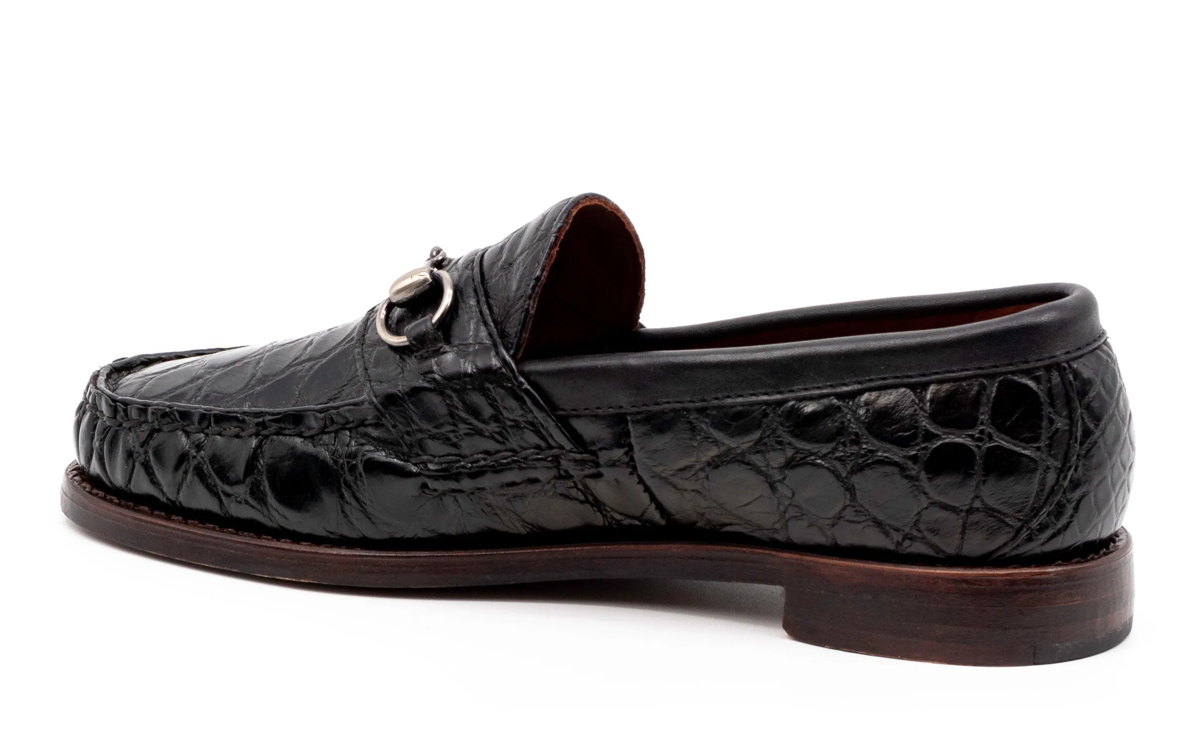 Jacob American Alligator Horse Bit Loafers - Black