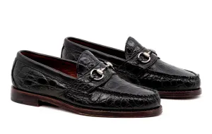 Jacob American Alligator Horse Bit Loafers - Black