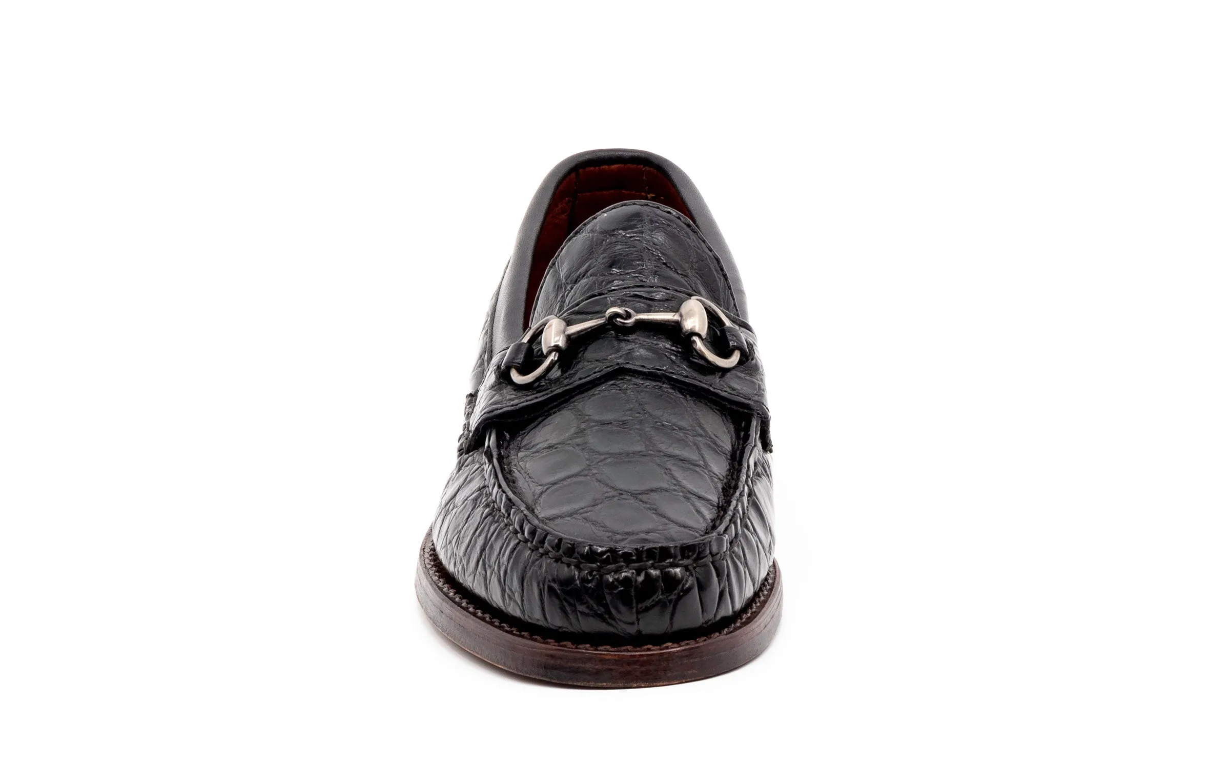 Jacob American Alligator Horse Bit Loafers - Black