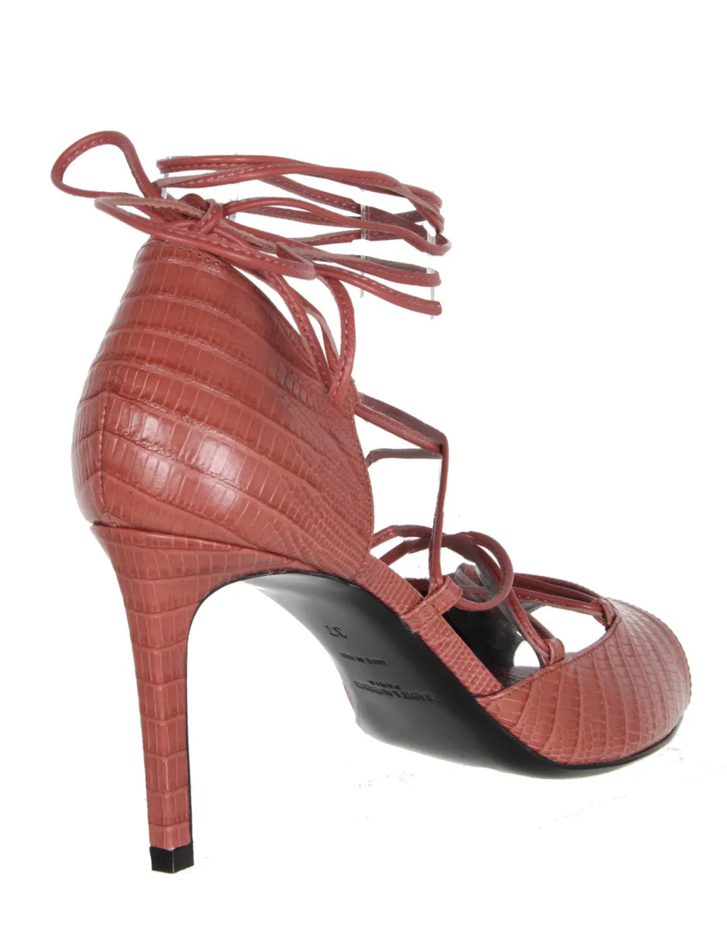 Jane Tejus Lace-Up Sandals 80, Dark Rose