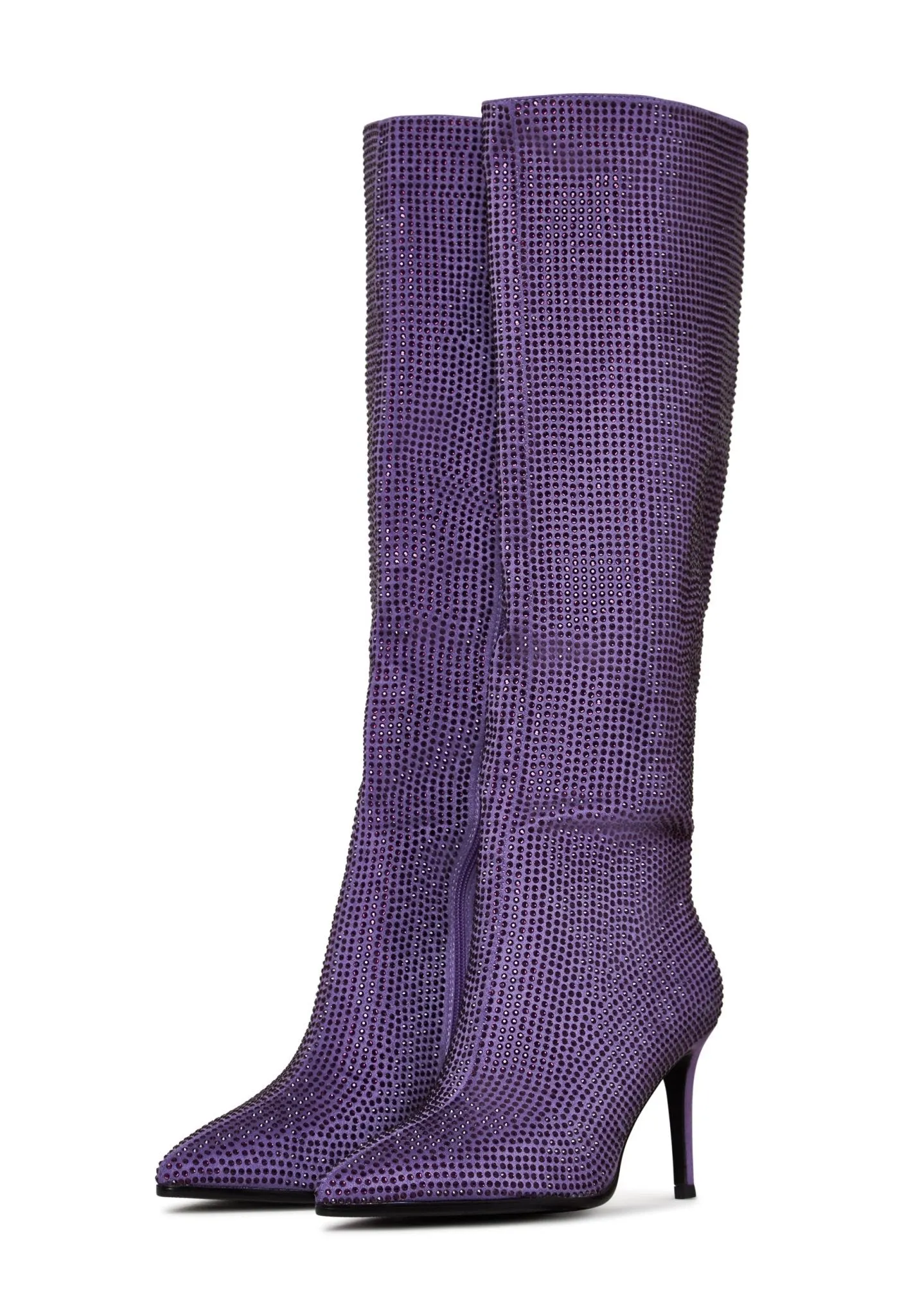 Jewel Stiletto Knee High Boots Mili - Purple