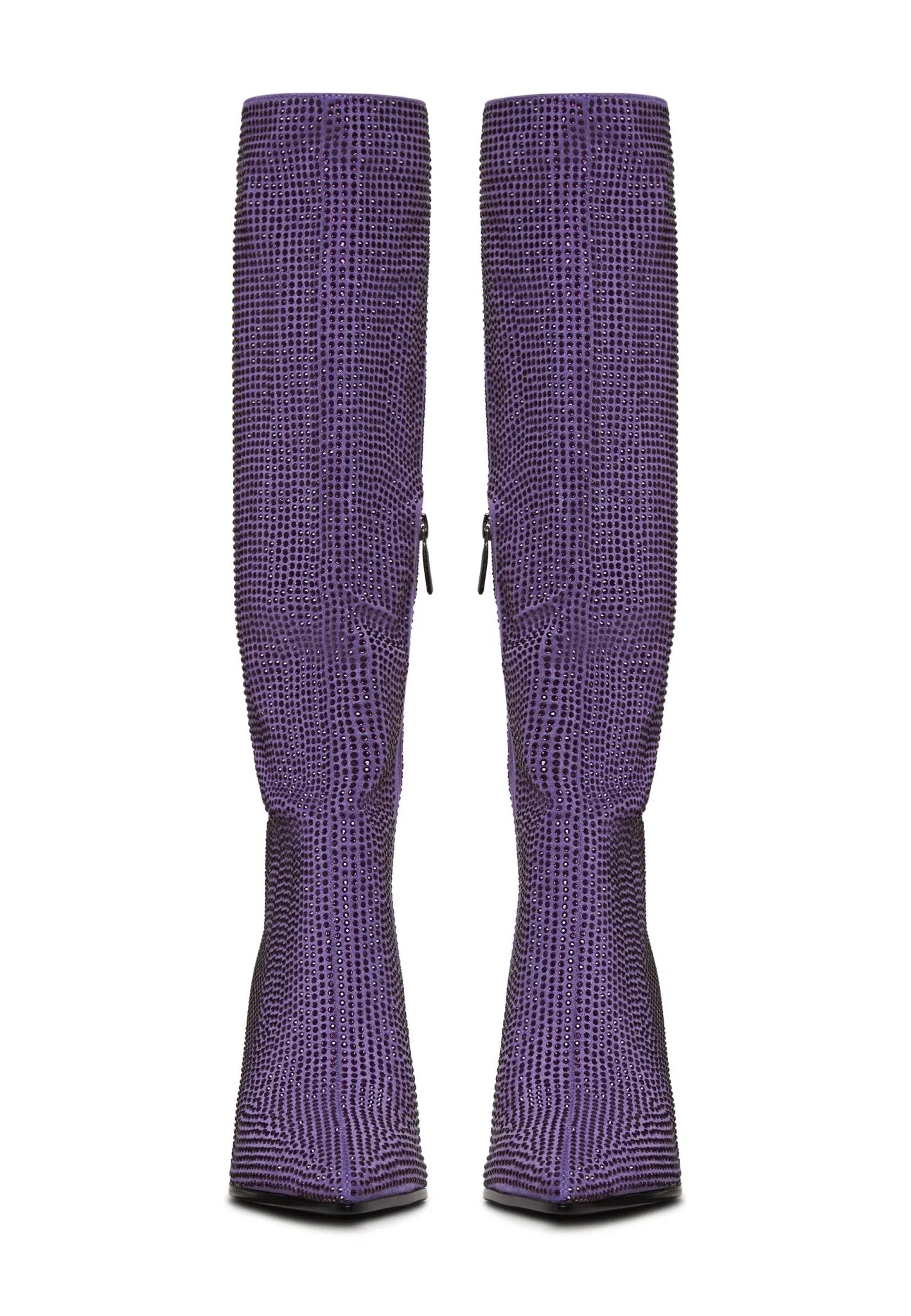 Jewel Stiletto Knee High Boots Mili - Purple