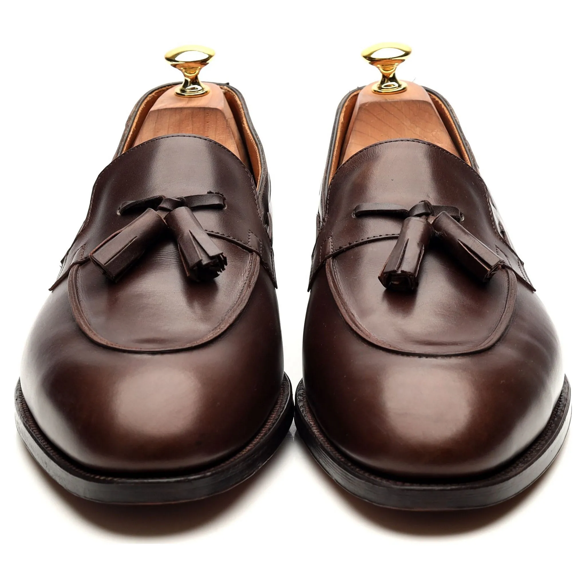 'Jihel' Dark Brown Leather Tassel Loafers UK 10.5 E