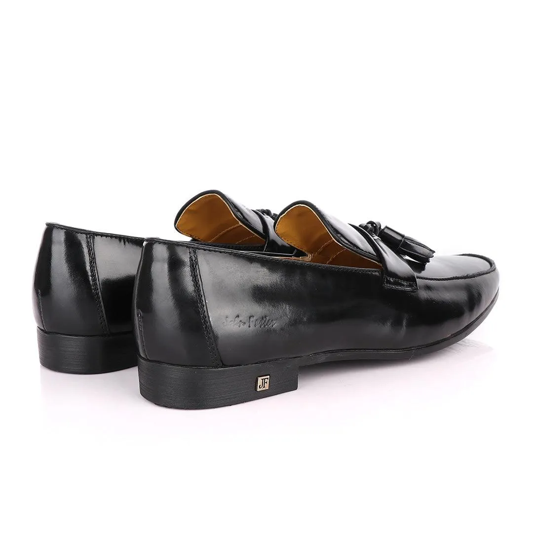 John Foster Black slip-on welted tassel loafers Shoe