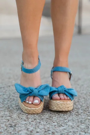 Kacey Chambray Bow Woven Heels