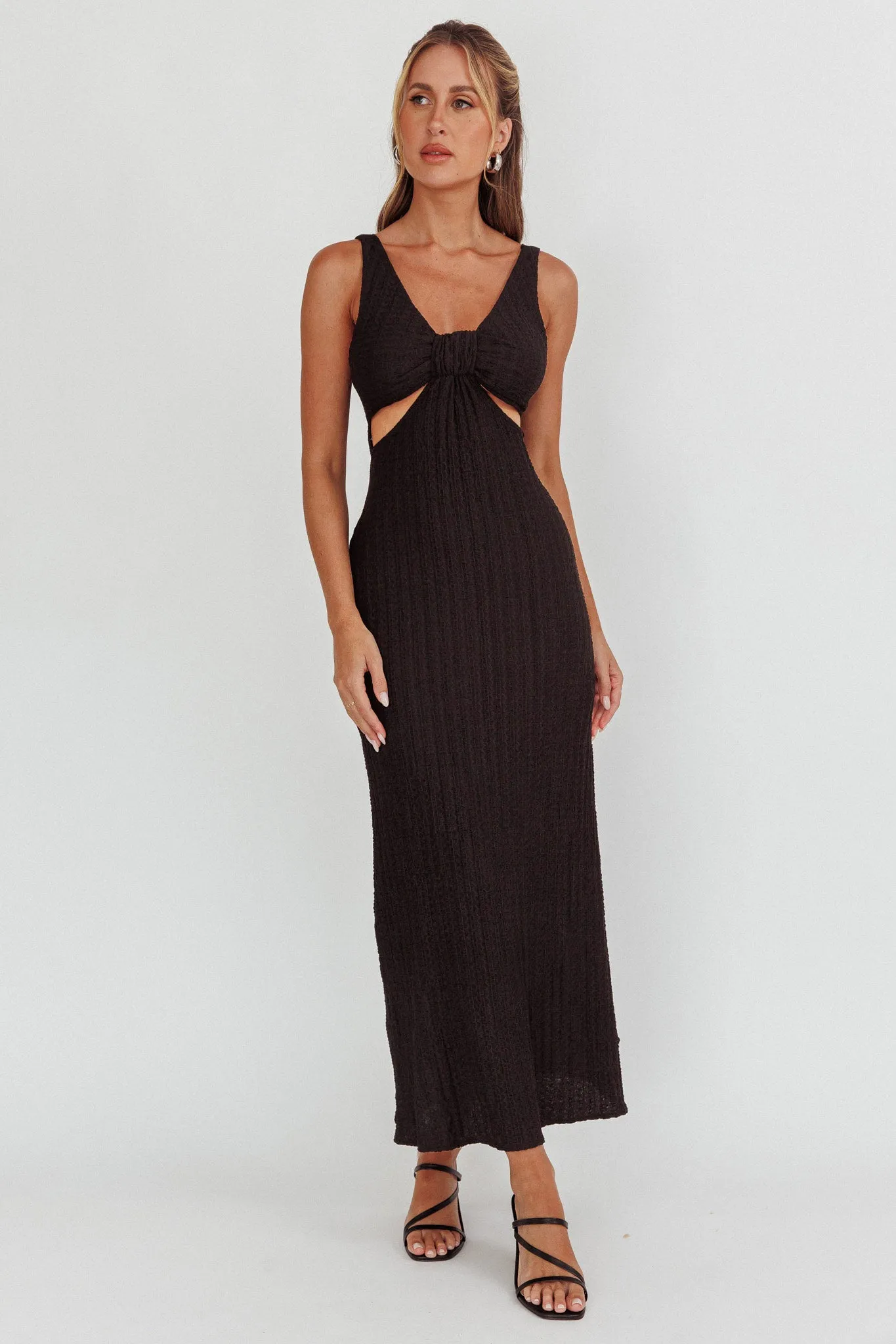 Kharissa Cut-Out Textured Maxi Dress Black