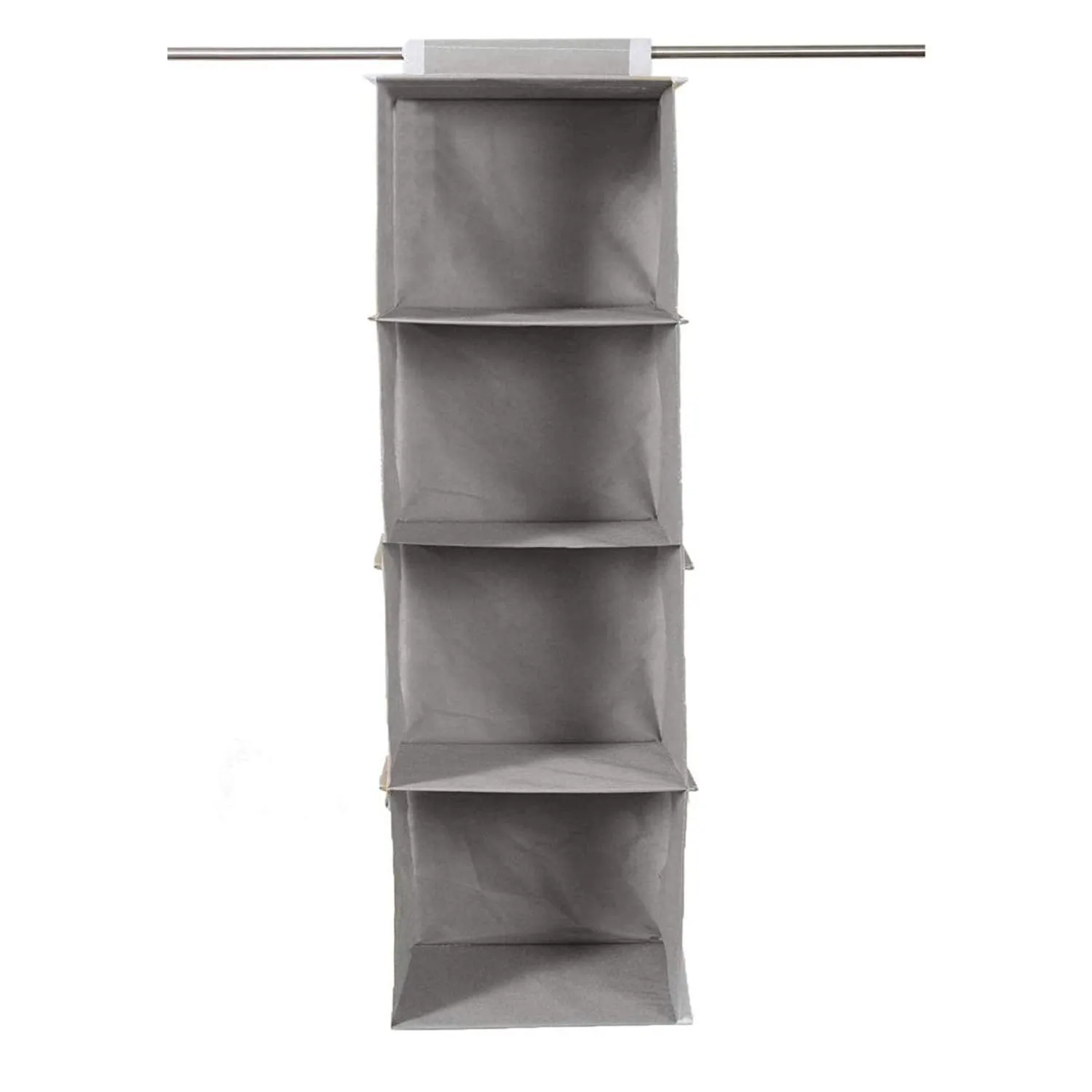 Kuber Industries 4 Shelf Closet/Wardrobe Hanging Organizer|Shoes Storage Cupboard|Non Woven Fabric Foldable With Universal Fit|Size 31 x 25 x 80, Pack of 1 (Grey)