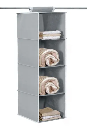 Kuber Industries 4 Shelf Closet/Wardrobe Hanging Organizer|Shoes Storage Cupboard|Non Woven Fabric Foldable With Universal Fit|Size 31 x 25 x 80, Pack of 1 (Grey)