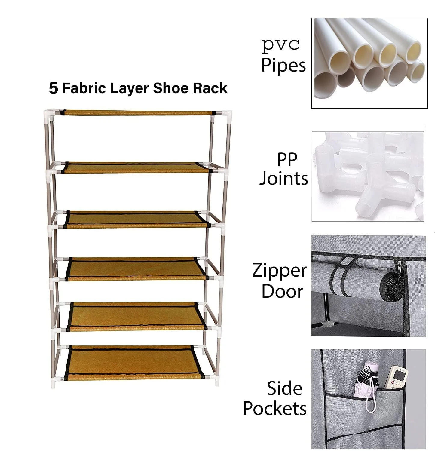 Kuber Industries Shoe Rack|Non-Woven 4 Shelves Shelf|Foldable Storage Rack Organizer for Shoe, Books-Pack of 2 (Purple)