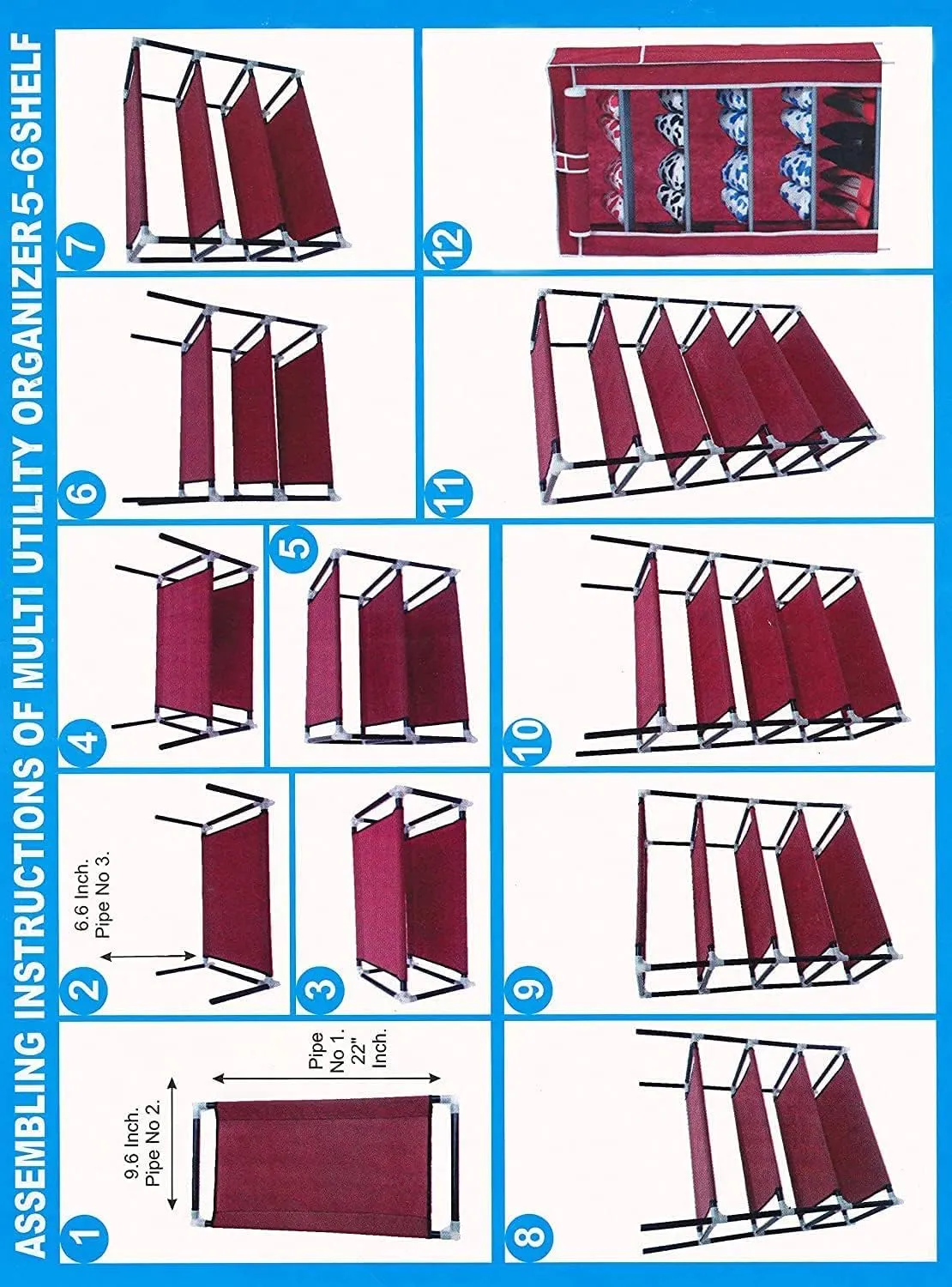 Kuber Industries Shoe Rack|Non-Woven 4 Shelves Shelf|Foldable Storage Rack Organizer for Shoe, Books-Pack of 5 (Purple)