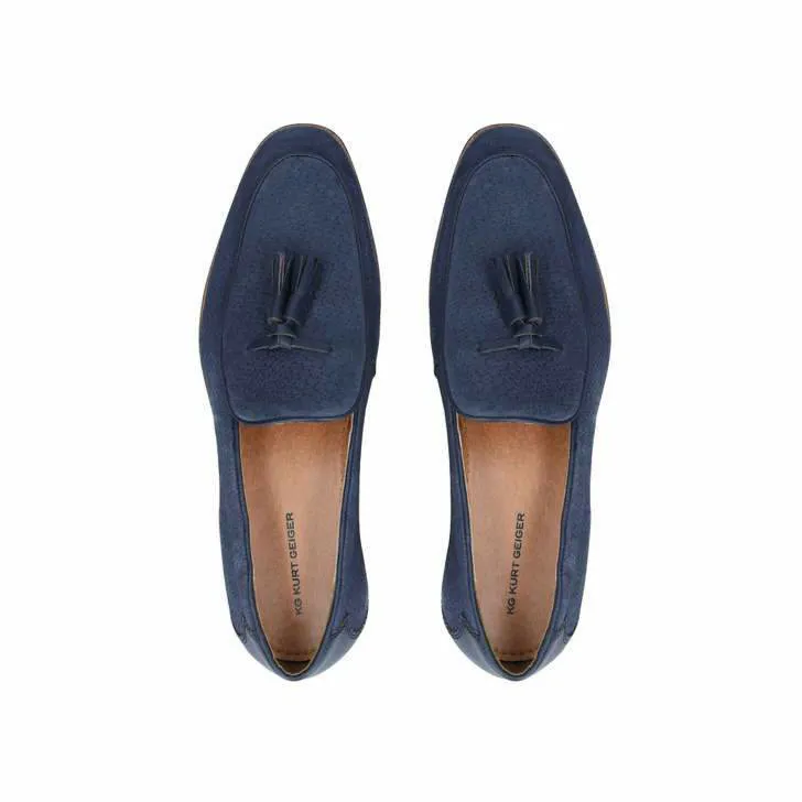 Kurt Geiger Buster Navy Suede Mens Tassel Loafers